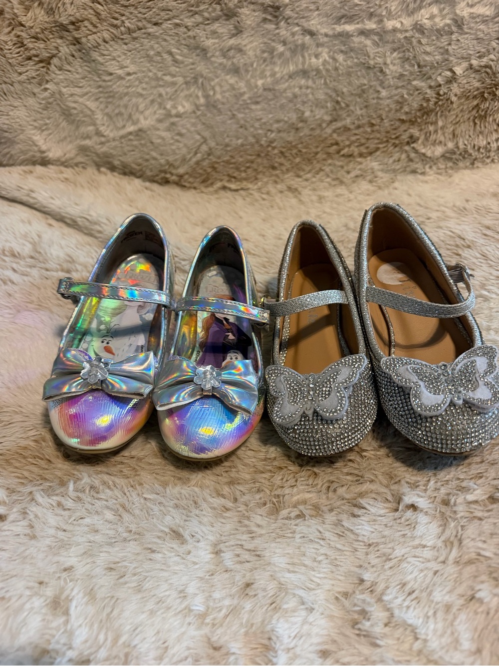 Girls Dress Shoes Bundle 2 Pairs Size 10-11 | Elsa Frozen & Butterfly Flats